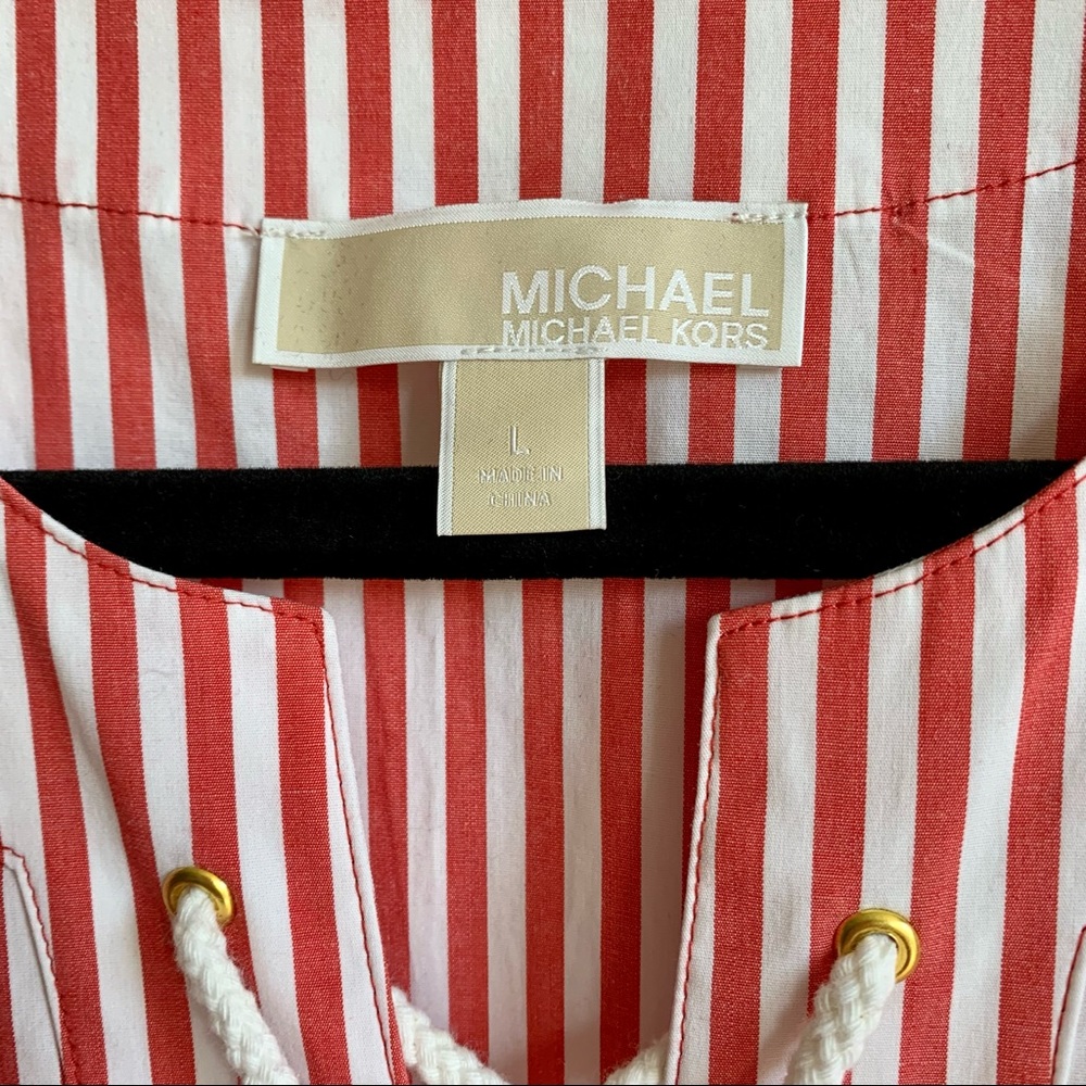 Brand new - Michael Kors Cotton Dress Red / White striped Sz L - Picture 3 of 9